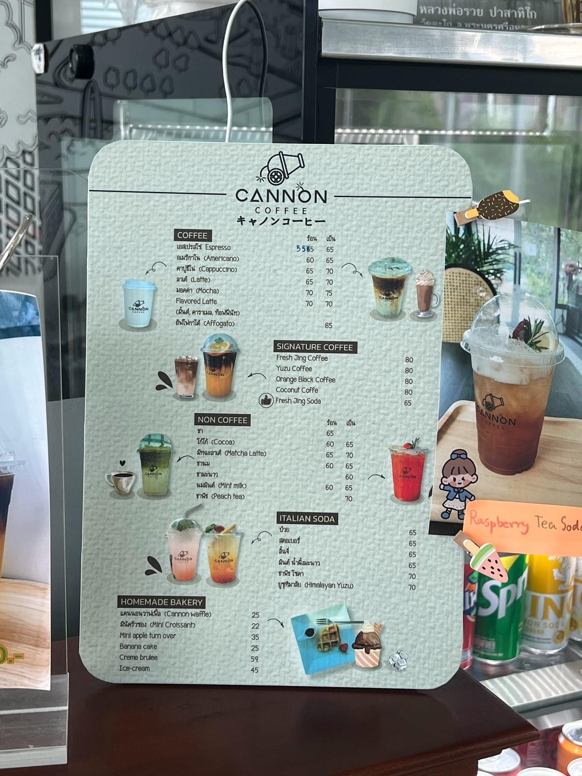 Menu at Cannon Coffee, Bangkok