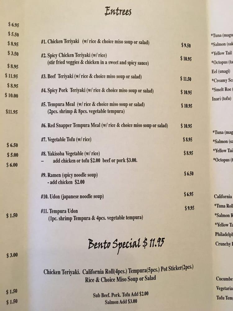 Menu at Zen Zen Sushi and Teriyaki restaurant, Central Point