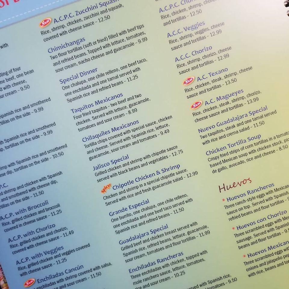 Menu at Los Tres Magueyes restaurant, Wake Forest, Wake Union Church Rd ...