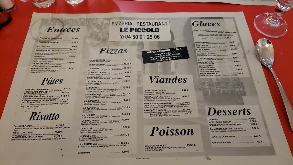 Menu at Pizzeria Le Piccolo, Rumilly