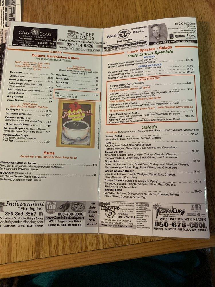 Menu at The Breakfast Place restaurant, Fort Walton Beach