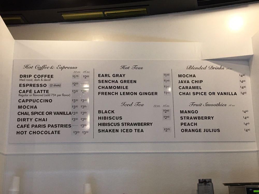 Menu at Paris Pastries Bakery Cafe, Rancho Cucamonga