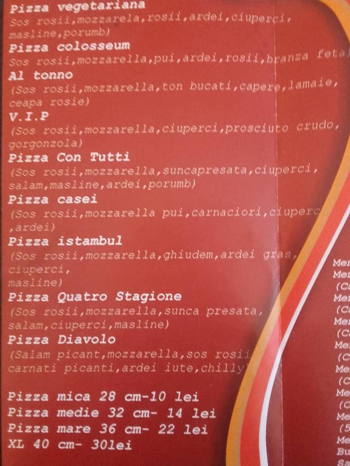 Menu at Pizzeria MAMMA MIA, Cernavodă