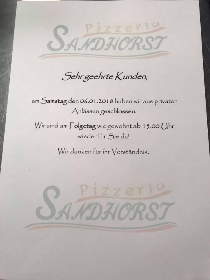 Menu at Pizzeria Sandhorst, Aurich