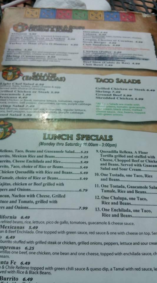 Menu at Taco Felix restaurant, Hernando, 390 E Commerce St