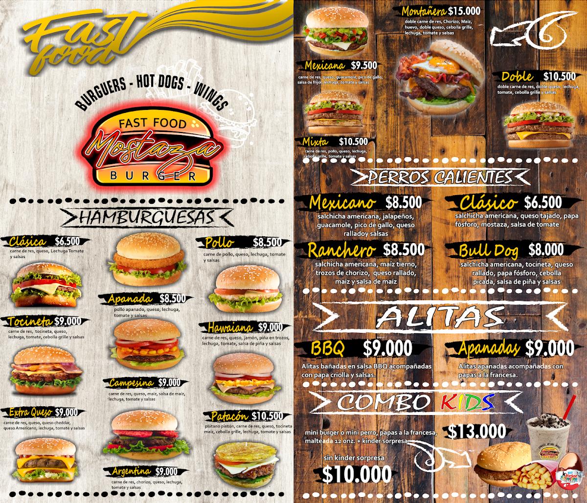 Menu at mostaza burger restaurant, Pitalito, Cl. 2 Sur ##1b-49