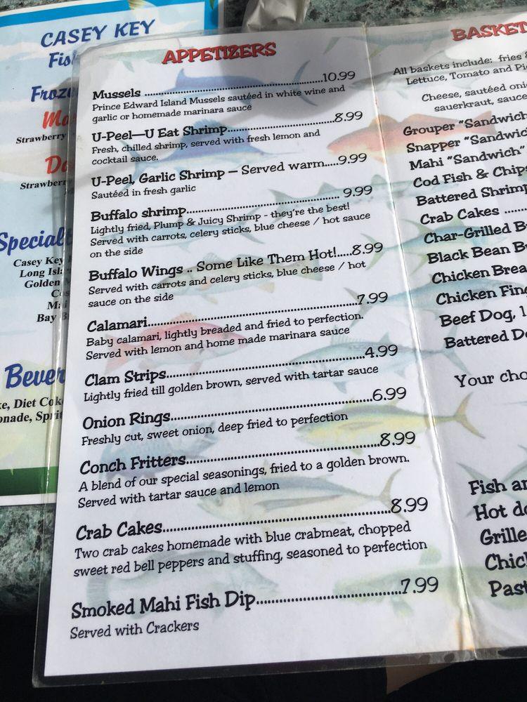 Menu at Casey Key Fish House pub & bar, Osprey