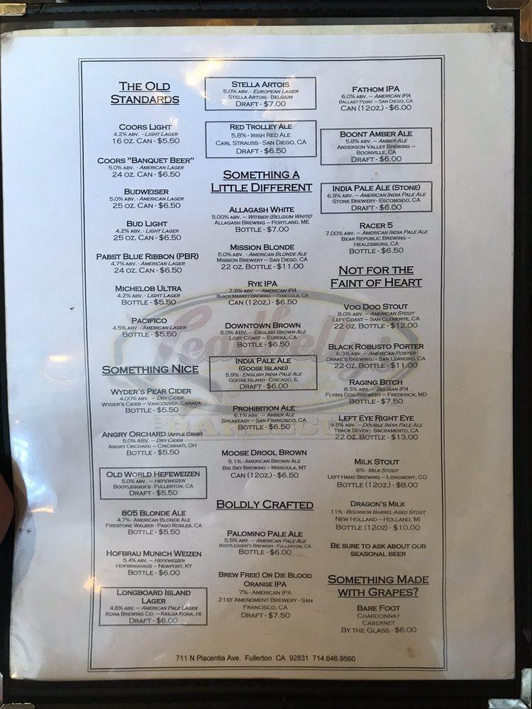 Menu at Leadbelly's Barbecue, Fullerton