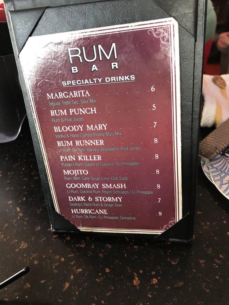 Menu At The Rum Bar Key West