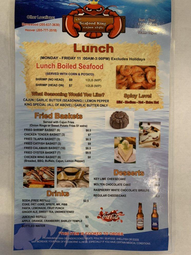 Menu at The Seafood King Bessemer restaurant, Bessemer