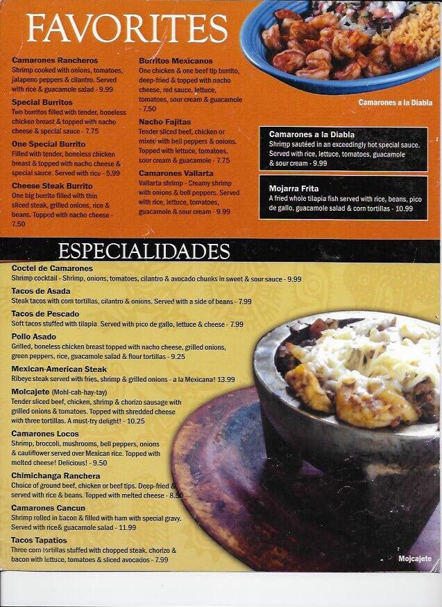 Menu at Yucatan Restaurant, Sumter