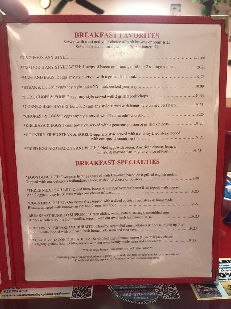 Menu at Cozy Corner Cafe, Mesa, E McKellips Rd 102