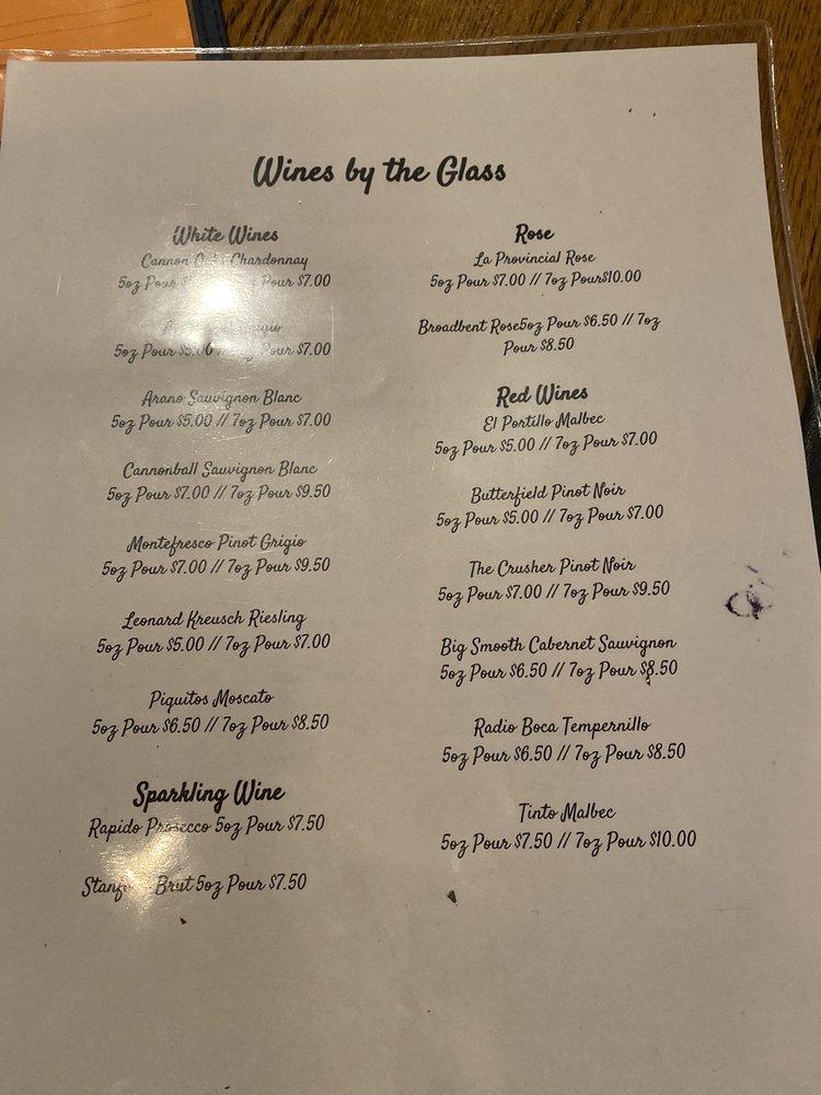 Carta de The Fainting Goat Bar and Restaurant, Glenolden