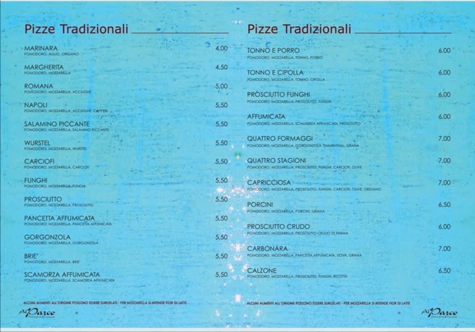 Menu di Al Parco 