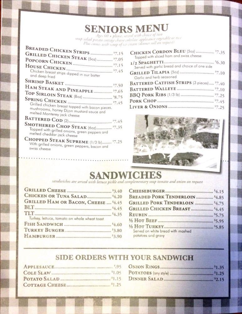 Menu at Frontier Cafe, Grinnell
