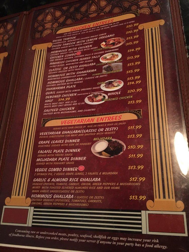 Menu at Makarios Kabobs & Grill restaurant, Birmingham, 940 20th St S