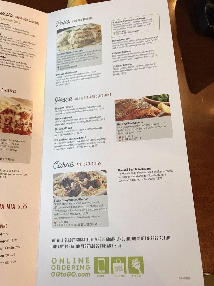 Menu at Olive Garden Italian Restaurant, Livonia, Middlebelt Rd