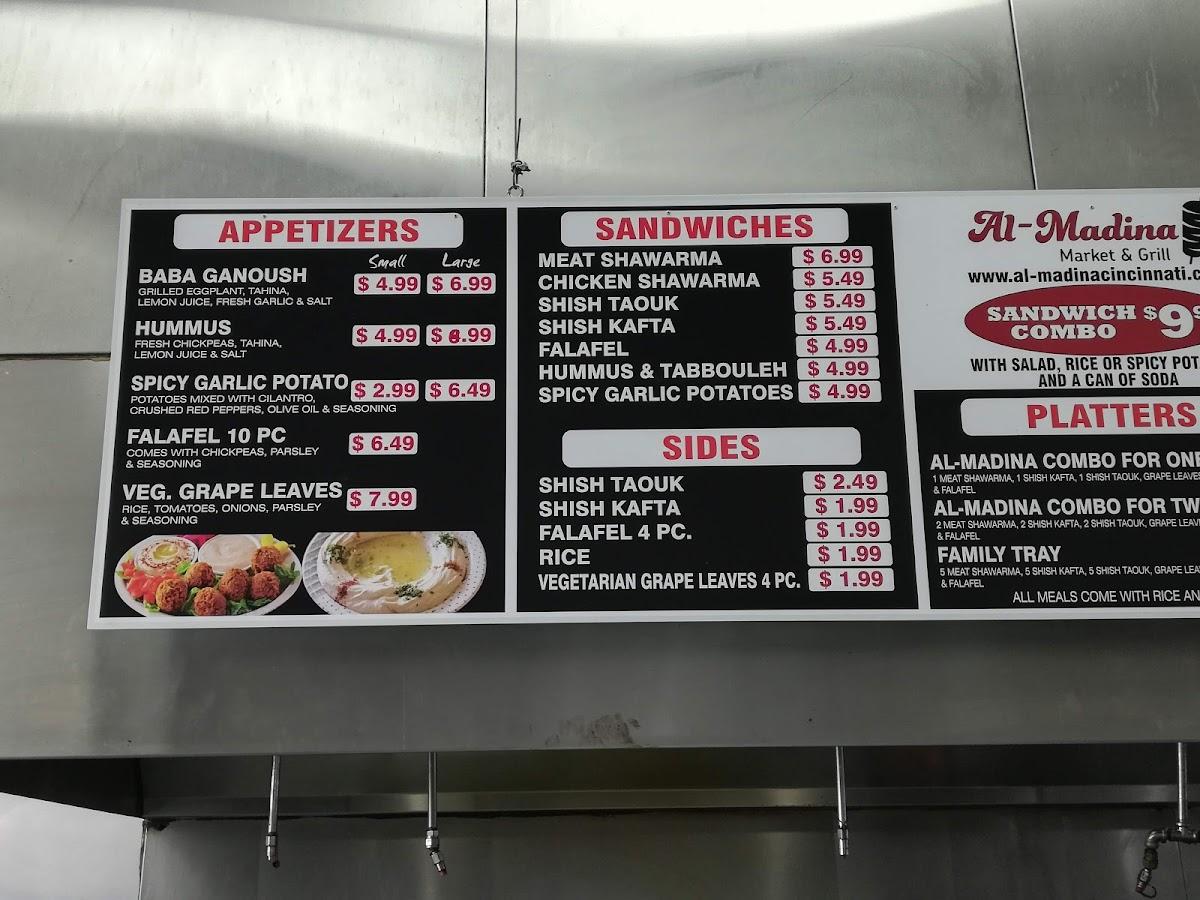 Menu at AlMadina Market & Grill restaurant, Cincinnati