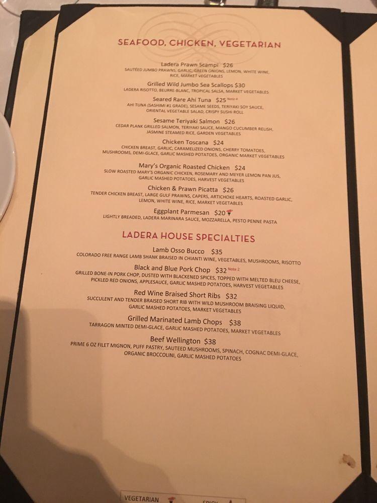 Menu at Ladera Grill pub & bar, Hill