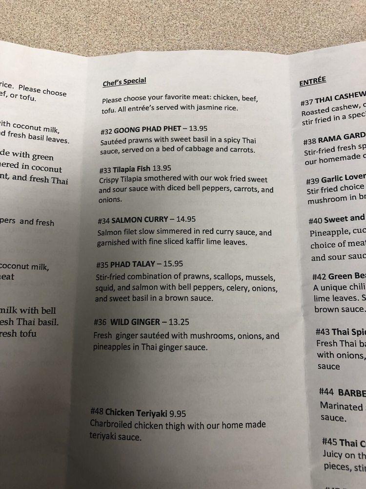 Menu at Mai Lee Thai Restaurant, East Wenatchee