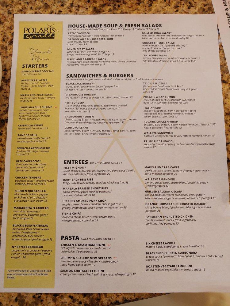 Menu at Polaris Grill restaurant, Columbus, Polaris Pkwy