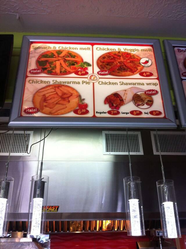 Menu at Sunbake Pita Bakery, Edmonton