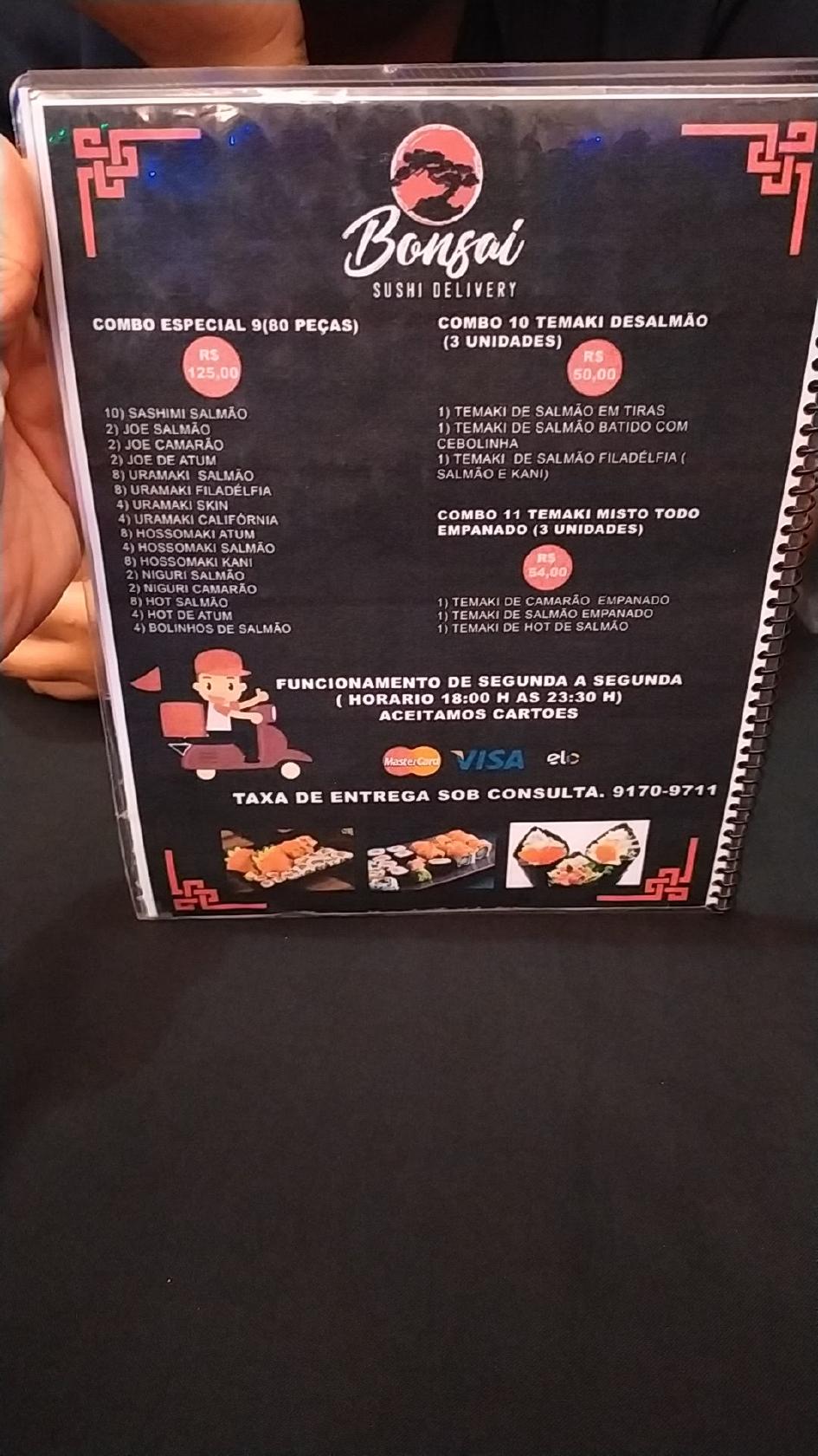 Carta del restaurante Bonsai sushi, Boa Vista