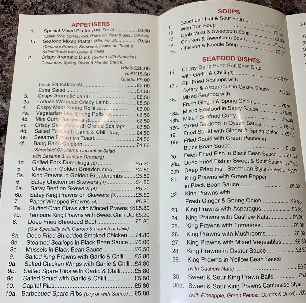 Menu at China Chef restaurant, Whitstable, 79 Tankerton Rd