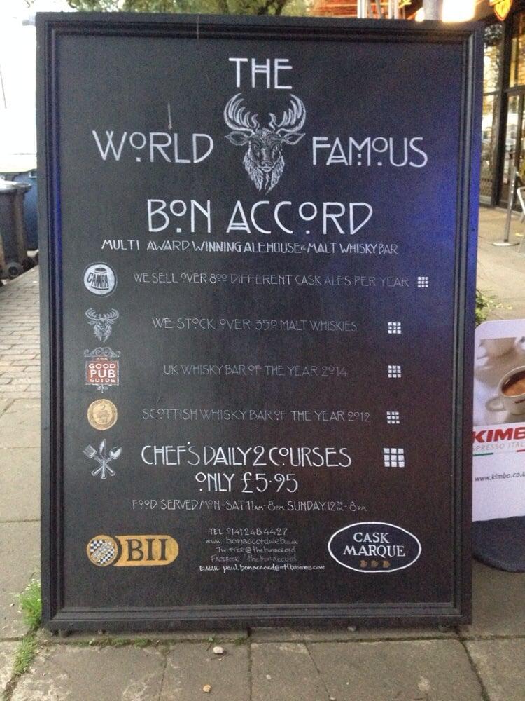 Menu at The Bon Accord pub & bar, Glasgow