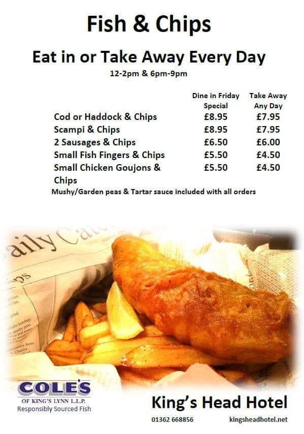 Menu at Kings Head Hotel pub & bar, Dereham