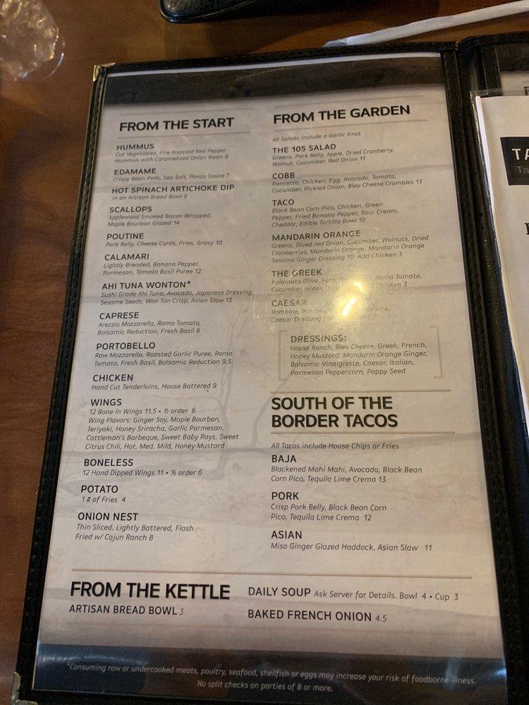 Menu at Table 105 pub & bar, Kane