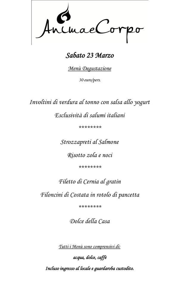 Menu di AnimaeCorpo Restaurant 