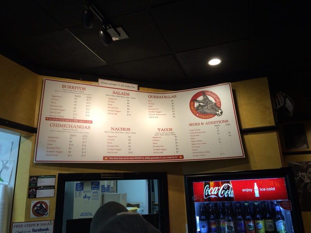 Menu at Burrito Perdido restaurant, Chesapeake