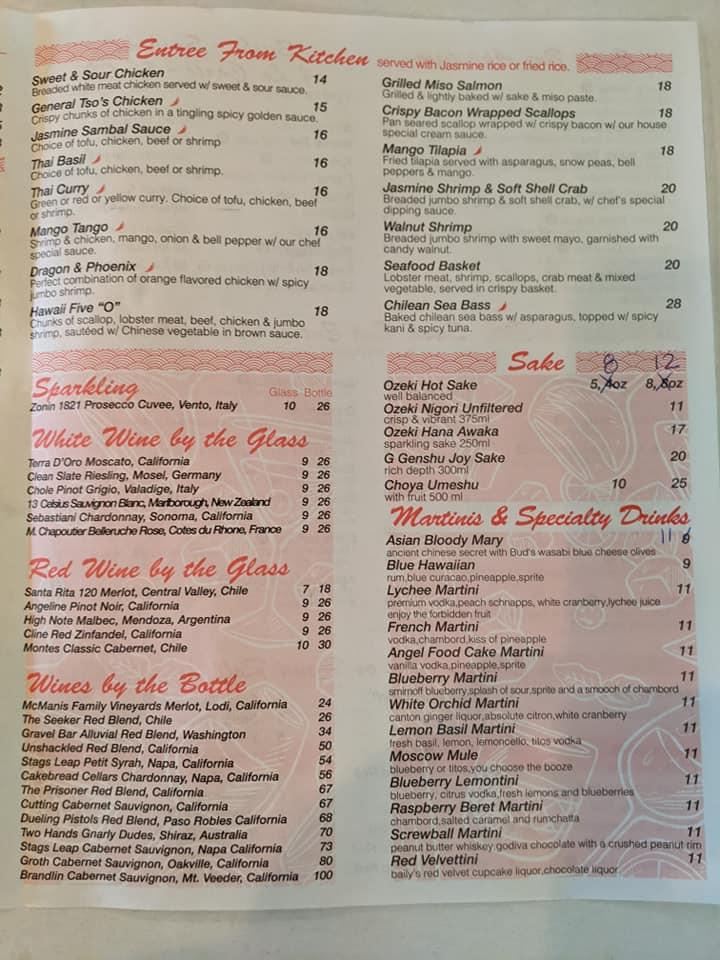 Menu at Jasmine Asian Bistro (Canton 30th Street) restaurant, Canton
