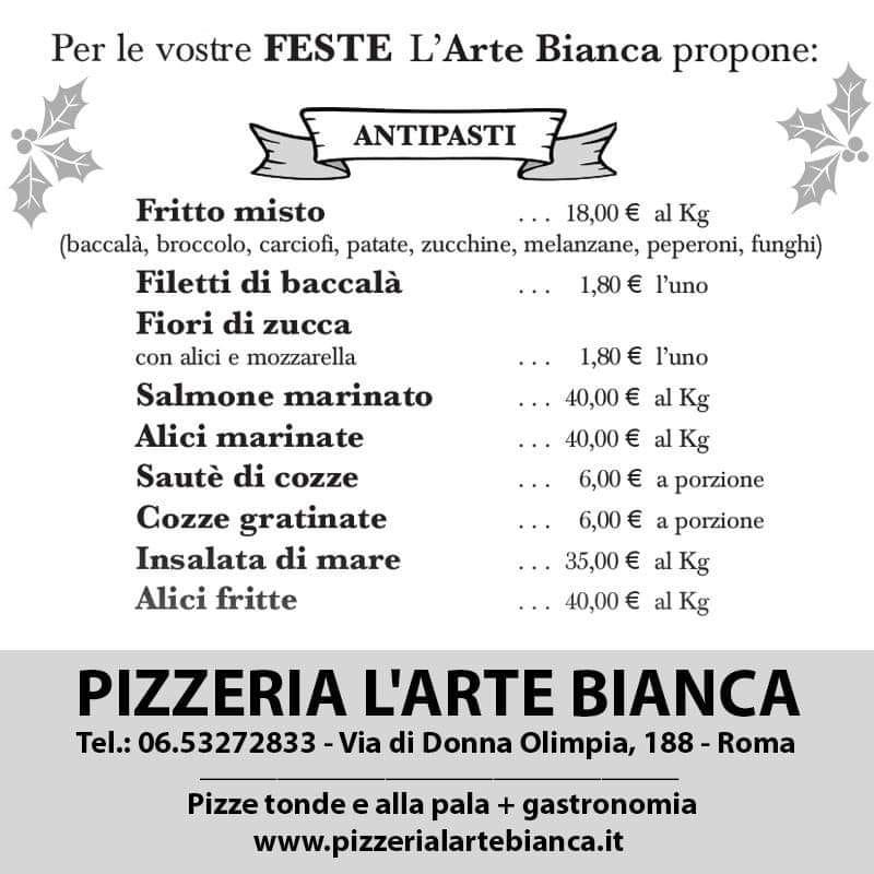 Menu di L'Arte Bianca 