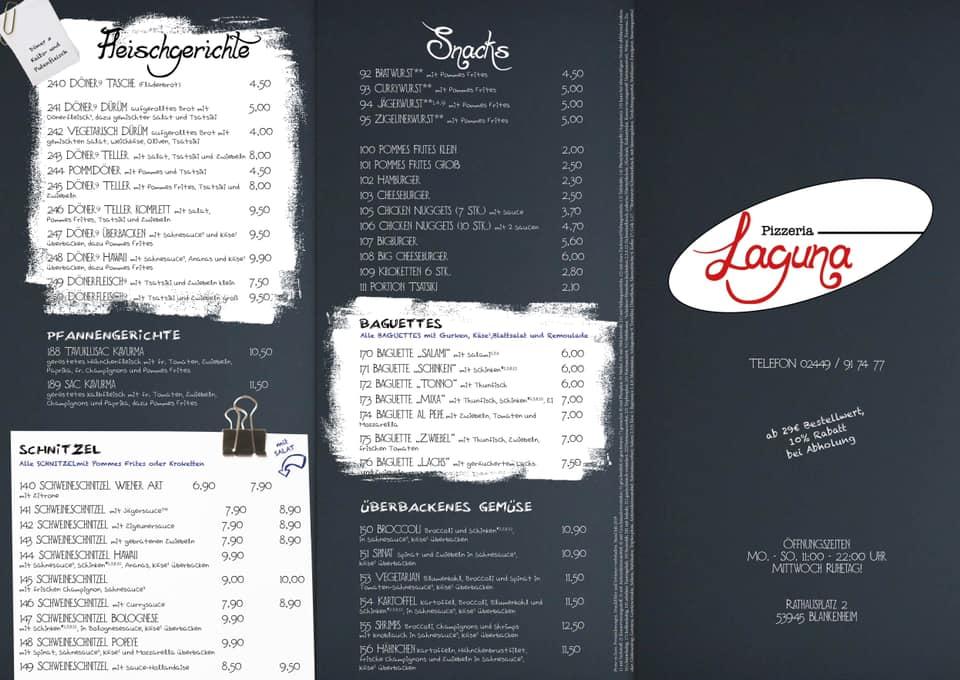 Speisekarte von Laguna Pizzeria & Café Blankenheim, Blankenheim