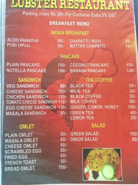 Lobster Restaurant menu