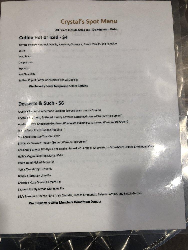 Menu at Crystal's Spot Delicious Desserts Delivered, Lawrence, 704