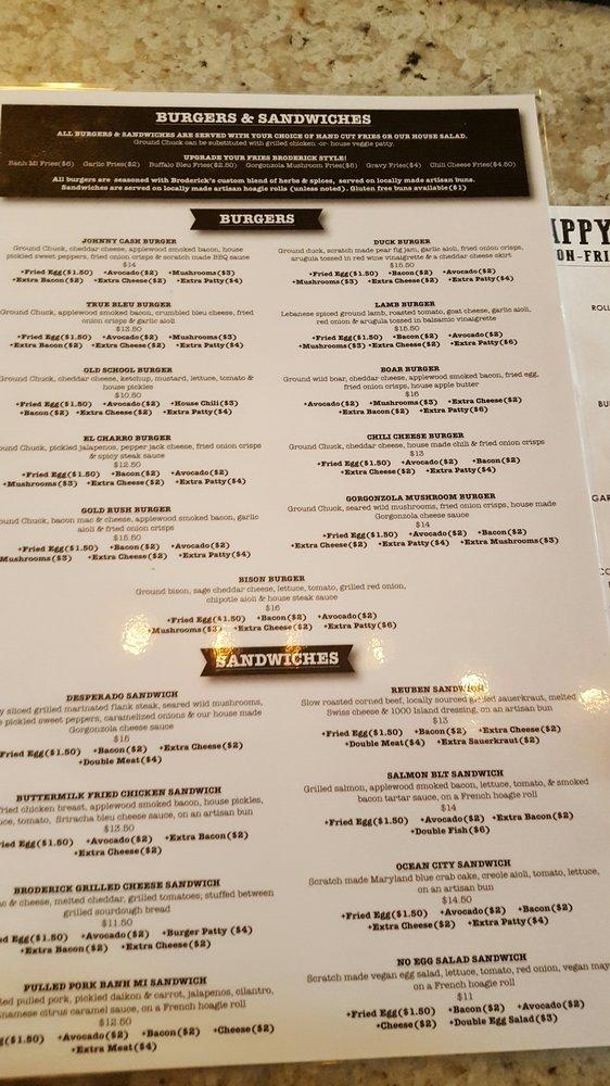 Menu at Broderick Midtown pub & bar, Sacramento, L St