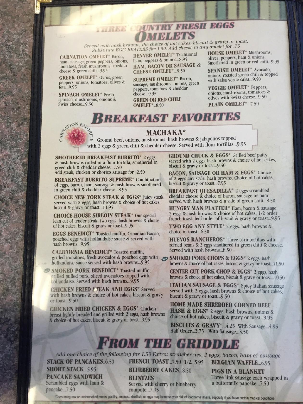 Menu at Danny Ray's Food & Spirits restaurant, Lakewood