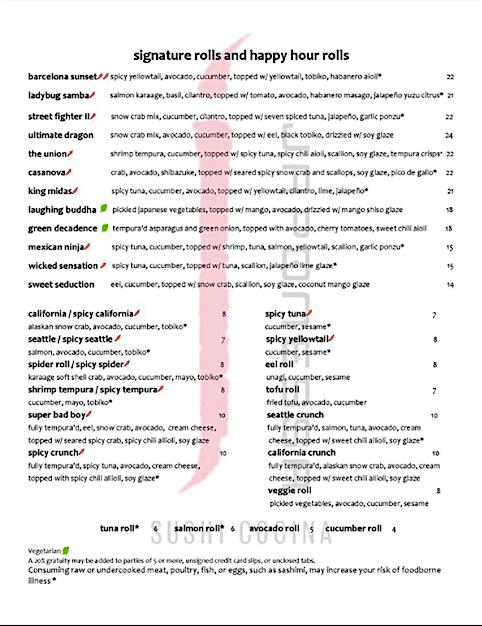 Menu at Japonessa Sushi Cocina restaurant, Bellevue, 500 Bellevue Way ...