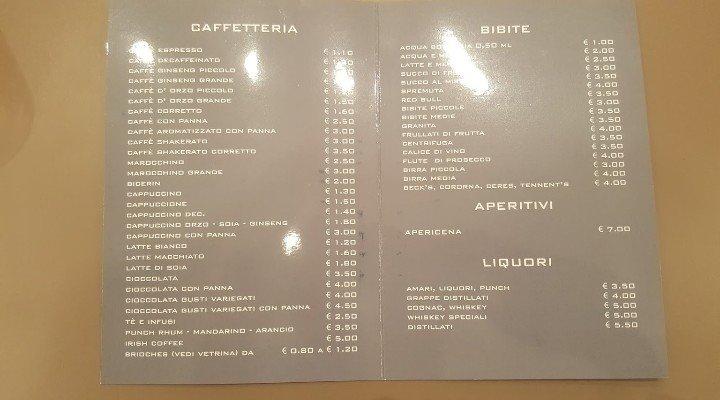 Menu di Le Glacier bar Gelateria 
