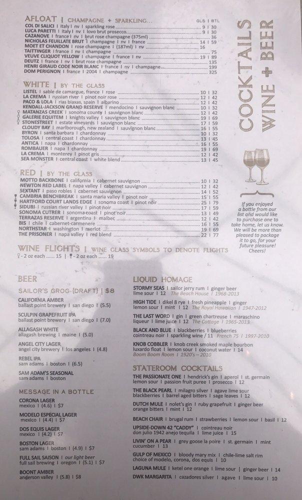 Menu at Driftwood Kitchen pub & bar, Laguna Beach