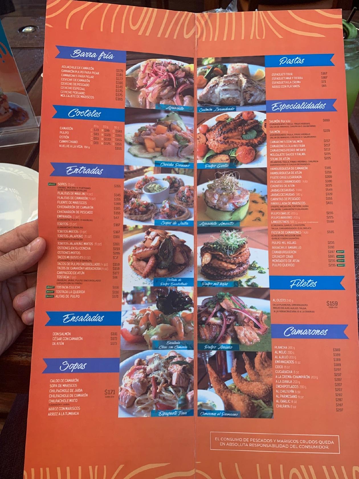 Carta del pub y bar El Salmón del la 27, Heroica Puebla del Zaragoza