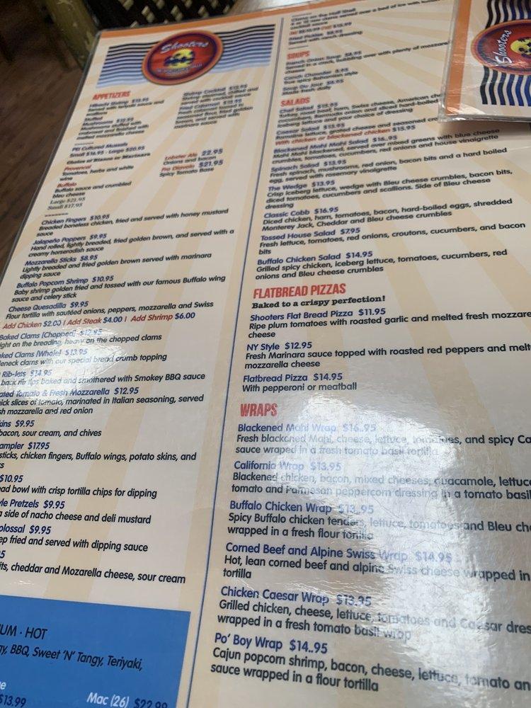 Menu at Shooters Tiki Sports Bar & Grill, Wantagh