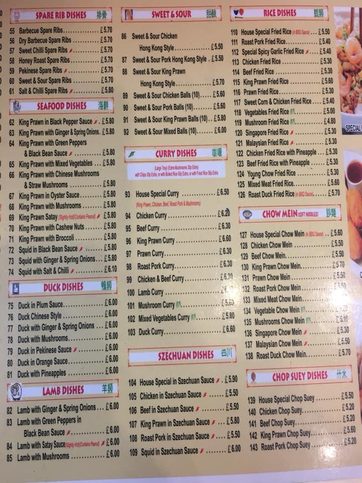 Menu at The Golden Bowl fast food, Pembroke Dock