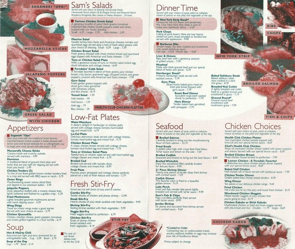 Menu at Sam's Ferndale Grill desserts, Ferndale