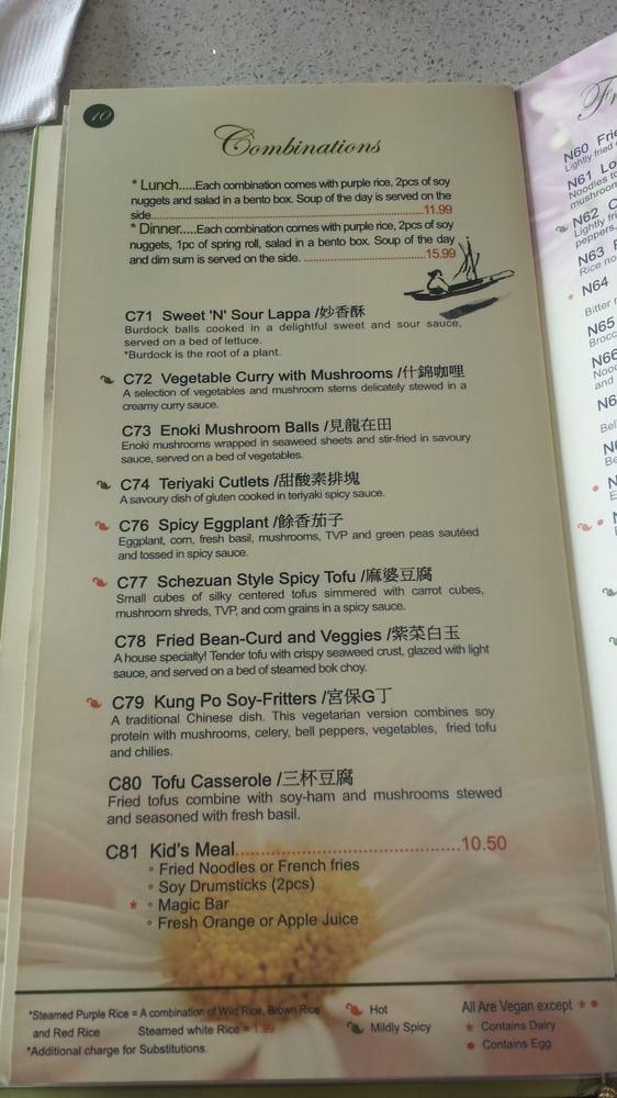 Menu at Zen Gardens restaurant, Mississauga
