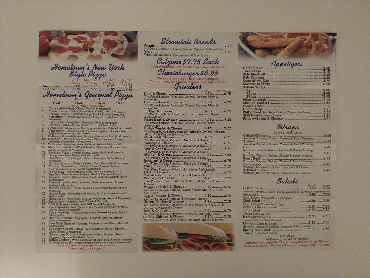 Menu at Hometown Pizza II pizzeria, Harwinton