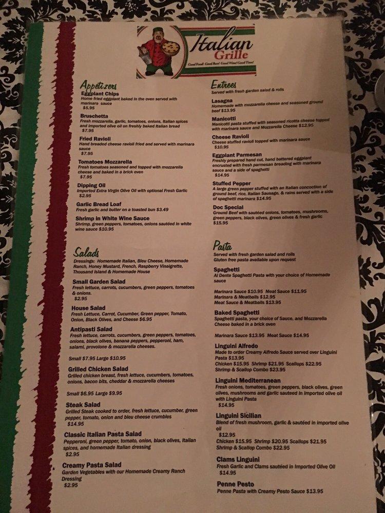 Menu at Italian Grille, Teays Valley pizzeria, Teays Valley